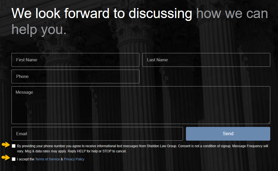 Contact Us Page Compliance Example